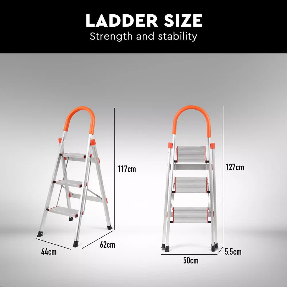 3 Step Ladder Multi Purpose Household Office Foldable Non Slip