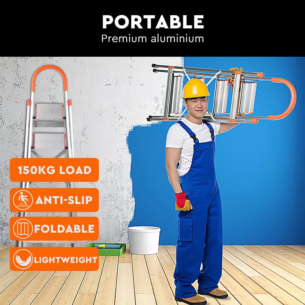 3 Step Ladder Multi Purpose Household Office Foldable Non Slip
