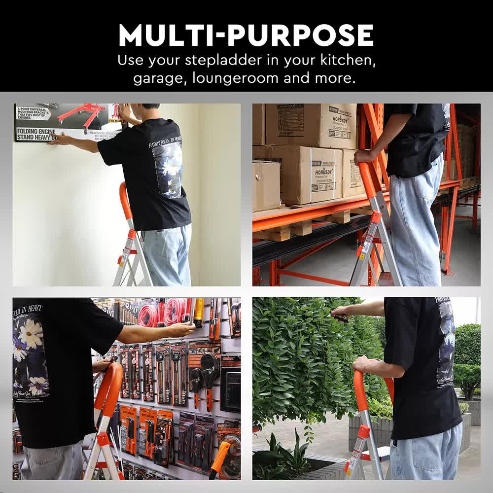 3 Step Ladder Multi Purpose Household Office Foldable Non Slip