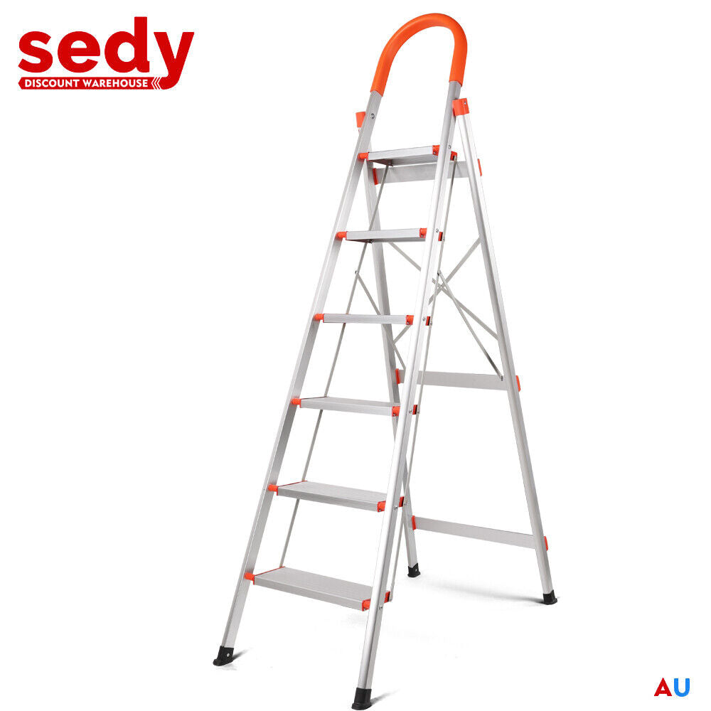 6 Step Ladder Folding Aluminium Portable Multi Purpose Household Tool