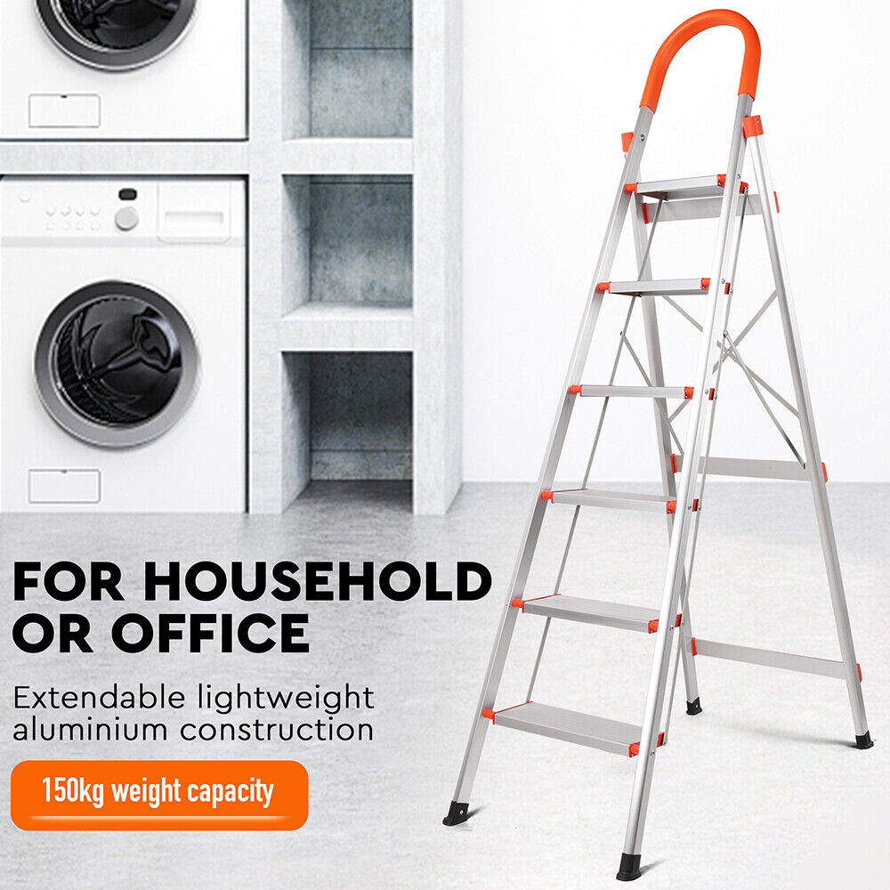 6 Step Ladder Folding Aluminium Portable Multi Purpose Household Tool