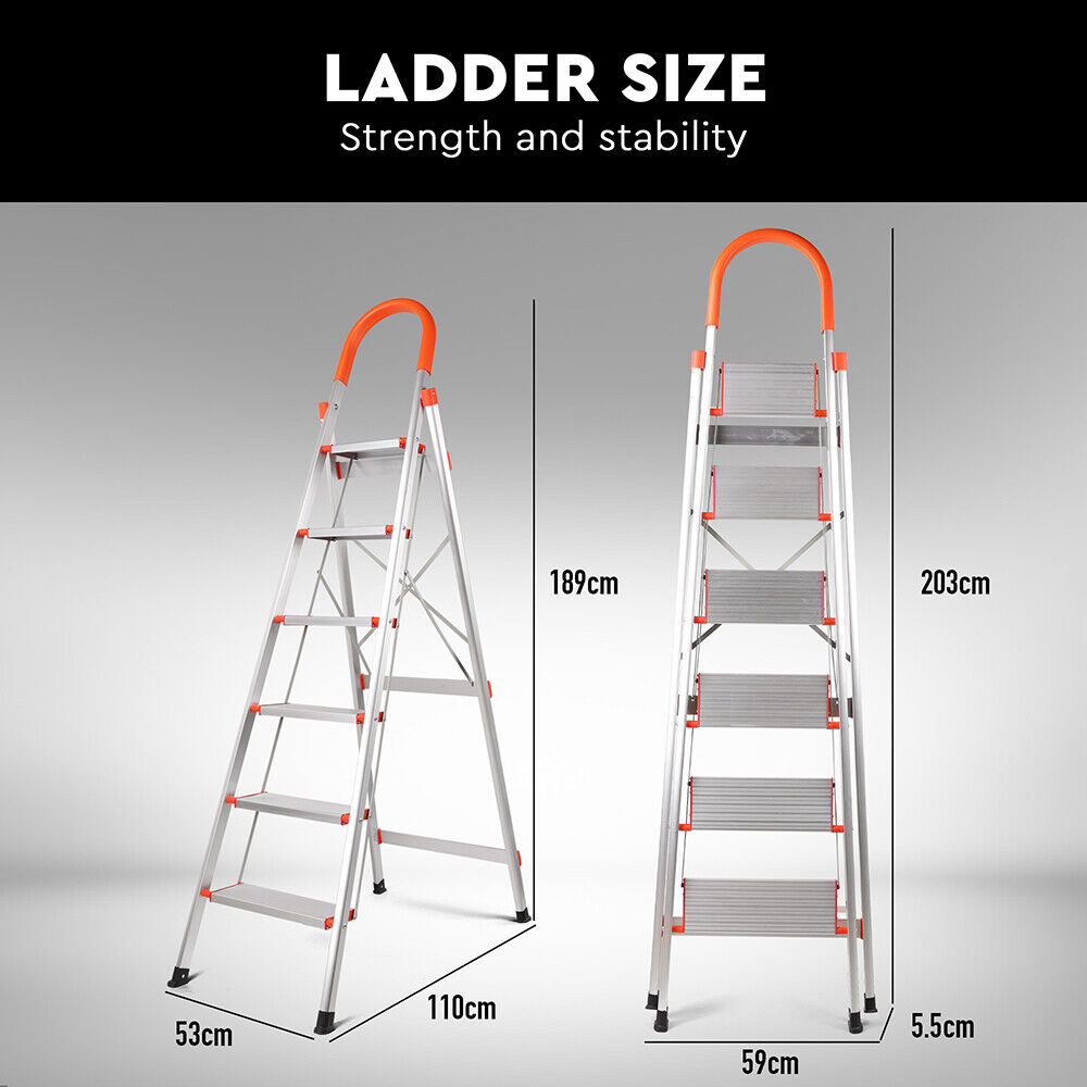 6 Step Ladder Folding Aluminium Portable Multi Purpose Household Tool