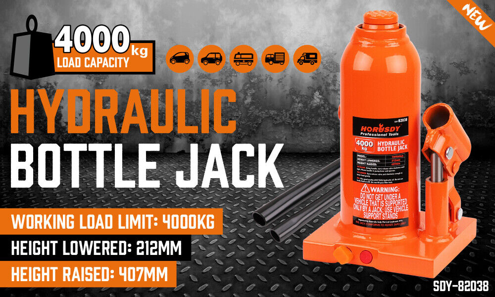 4-Ton (8,000 LBs) Hydraulic Bottle Jack Heavy-Duty Car Lifter with