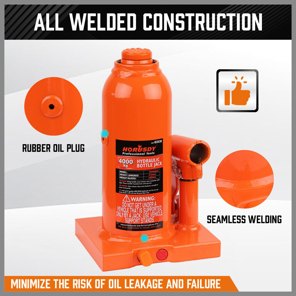 4-Ton (8,000 LBs) Hydraulic Bottle Jack Heavy-Duty Car Lifter with