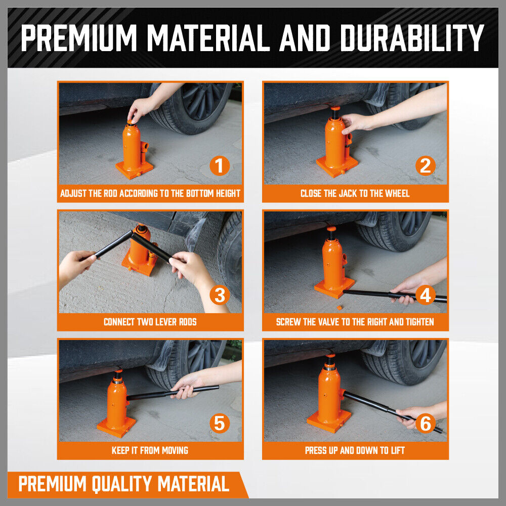 4-Ton (8,000 LBs) Hydraulic Bottle Jack Heavy-Duty Car Lifter with