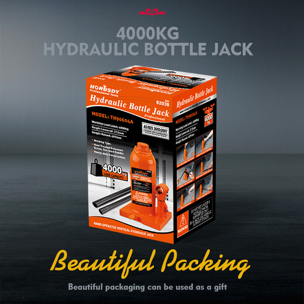 4-Ton (8,000 LBs) Hydraulic Bottle Jack Heavy-Duty Car Lifter with