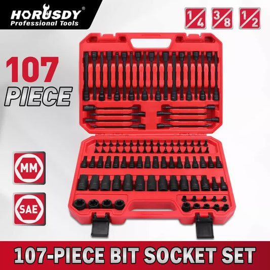 107Pack Hex & Torx Bit Socket E-Torx Extra Long Allen