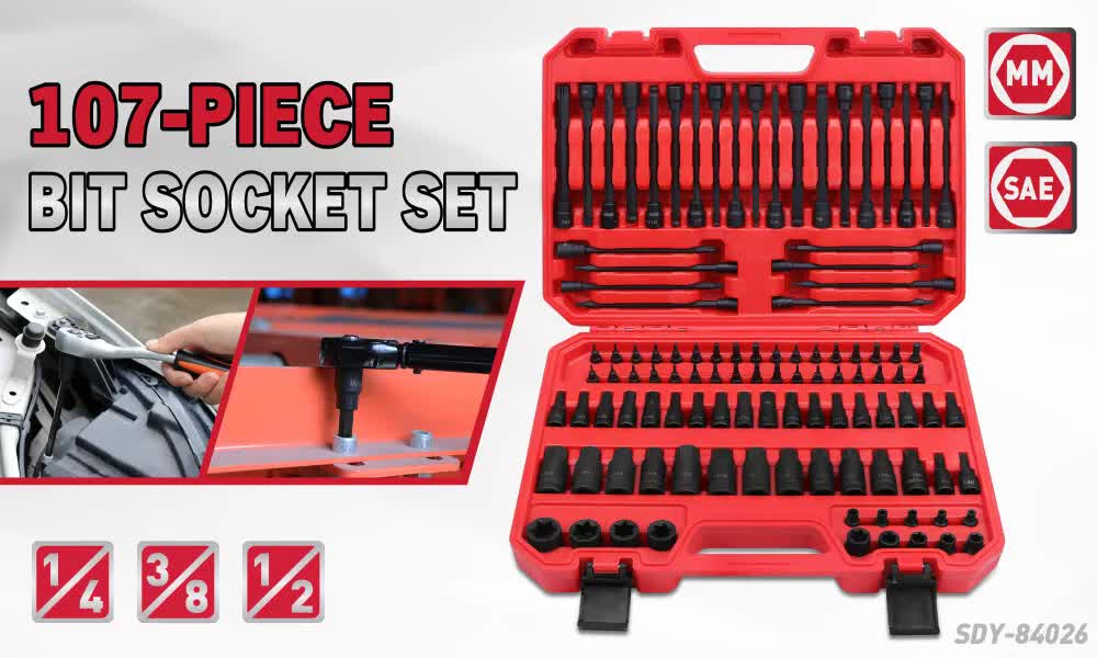 107Pack Hex & Torx Bit Socket E-Torx Extra Long Allen