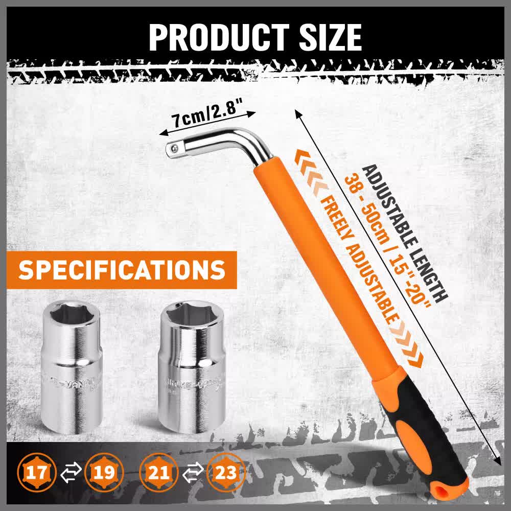 3Packs Telescoping Lug Wrench 17/19mm 21/23MM Extendable Lug Wrench tyre