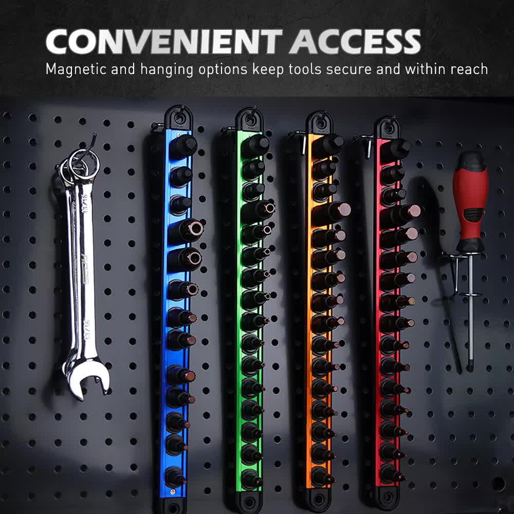 16-Piece Torx Star Bit Socket Magnetic Socket Rail Organizer T8-T60