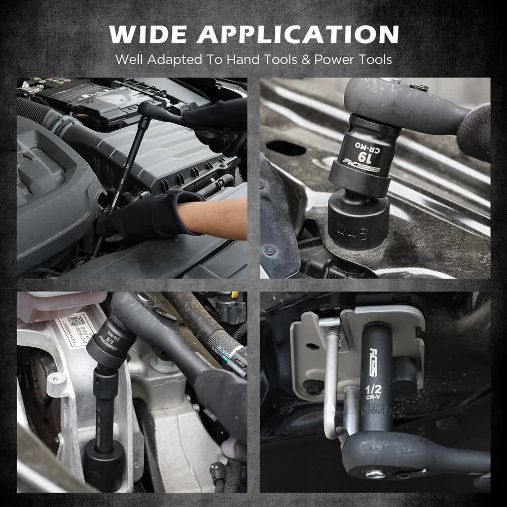 71-Pieces 3/8" Drive Master Impact Socket Set SAE Metric Universal Joint Adapter