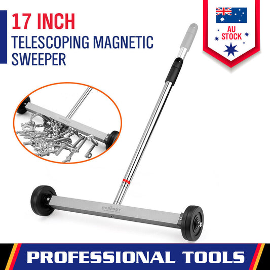 17inch Telescoping Magnetic Sweeper Magnet Broom Rolling Pick Up 8.8Lbs