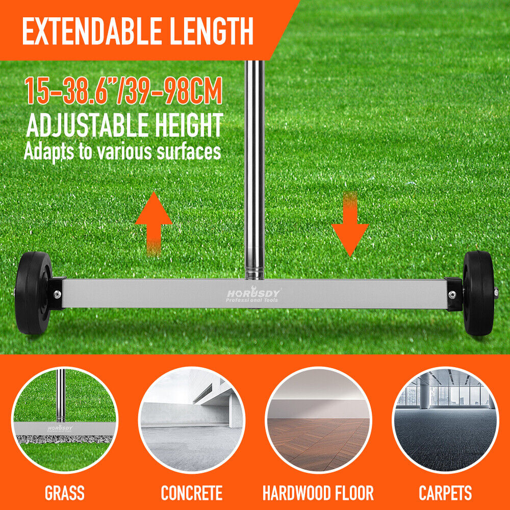17inch Telescoping Magnetic Sweeper Magnet Broom Rolling Pick Up 8.8Lbs