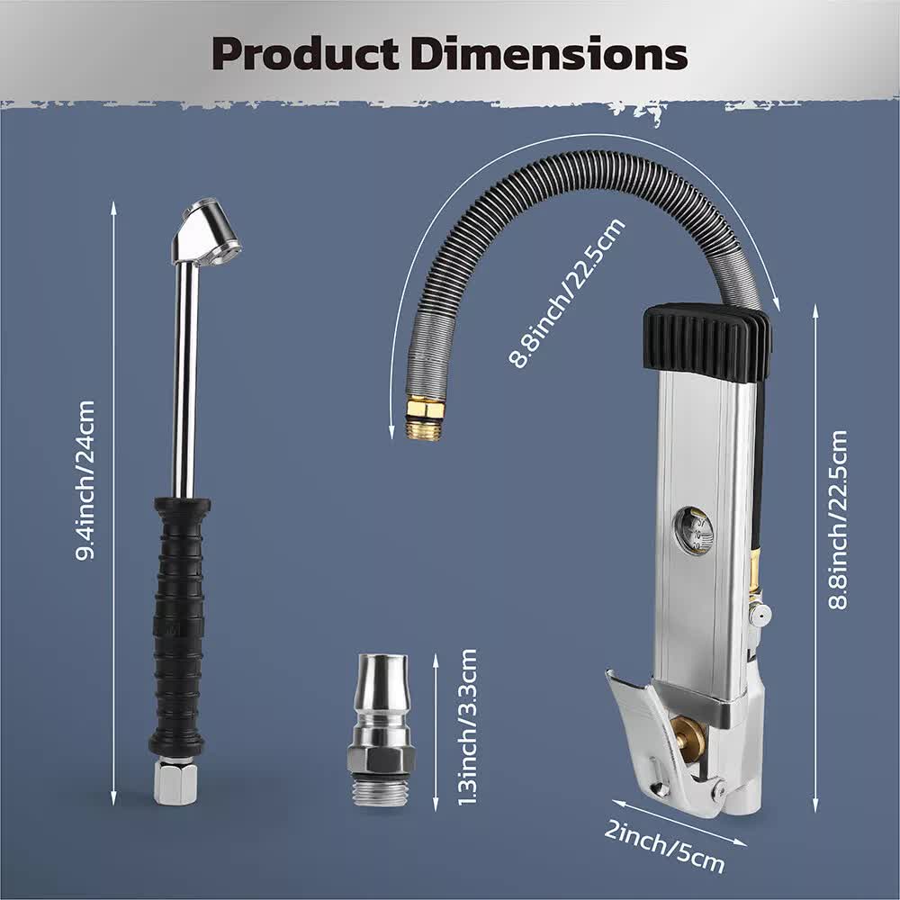 3in1 255PSI Tyre Inflator Car Motorcycle Air tyre Pressure Gauge
