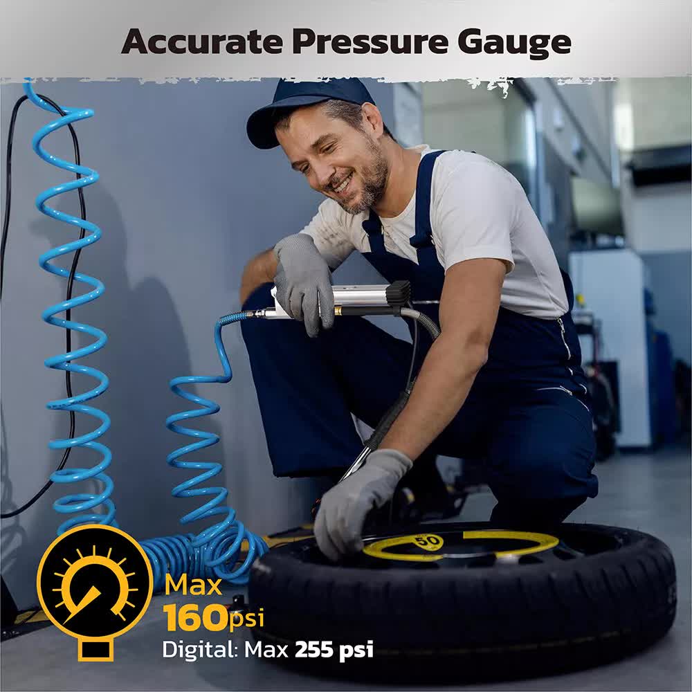 3in1 255PSI Tyre Inflator Car Motorcycle Air tyre Pressure Gauge