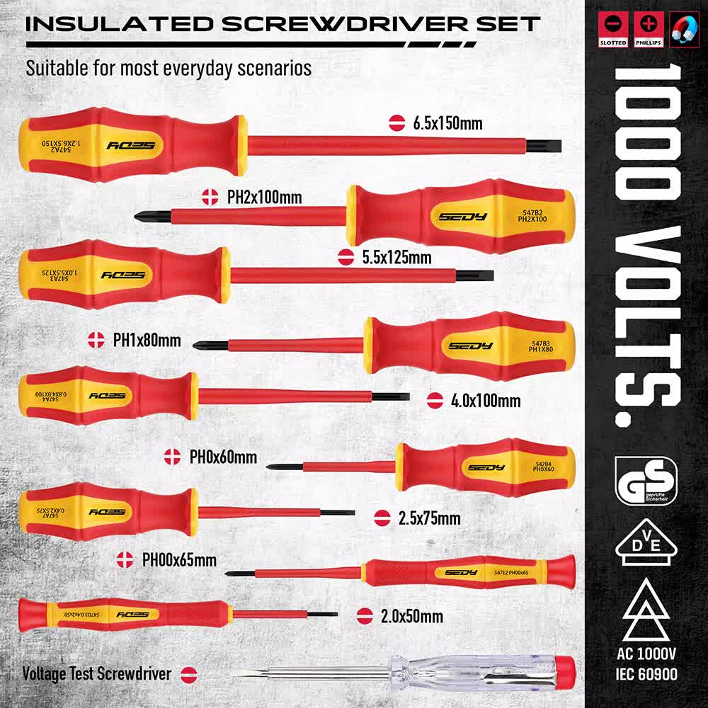 Magnetic Insulated Screwdriver Pliers 1000V Electrical Tool Hose Pinch Box