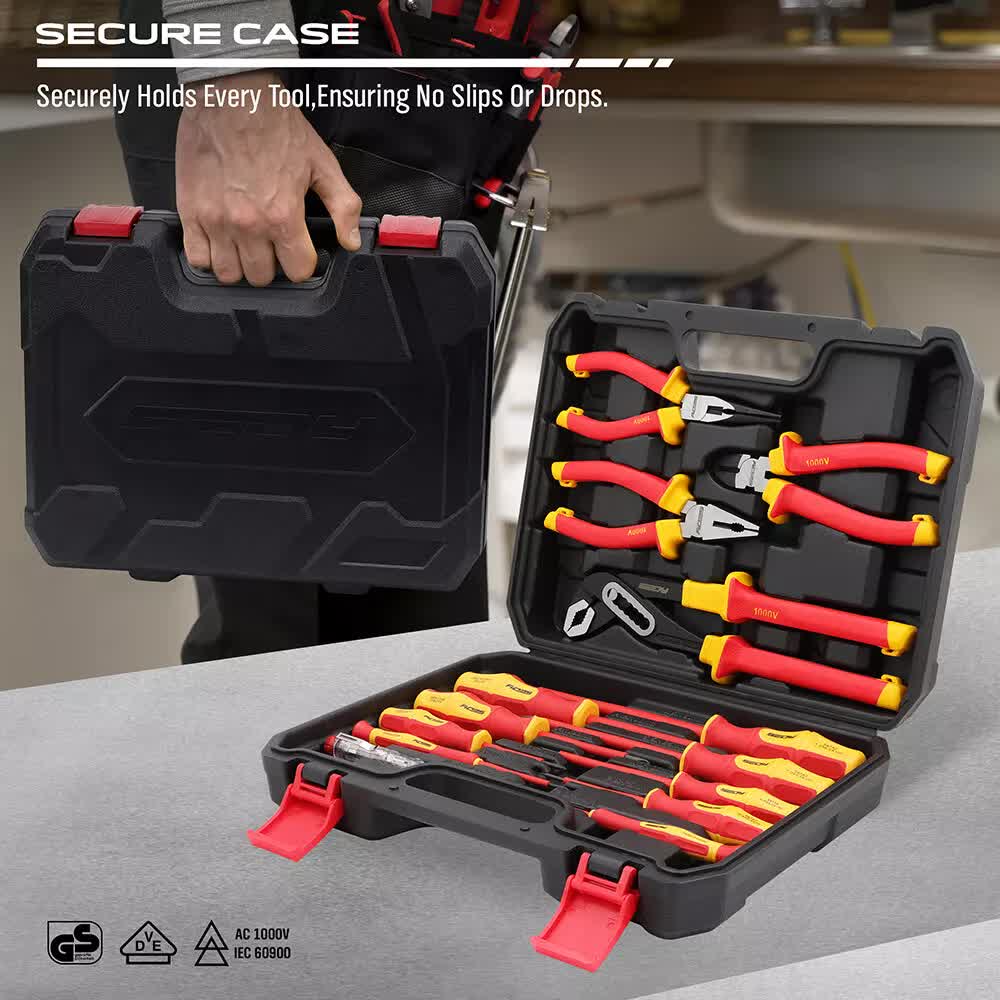 Magnetic Insulated Screwdriver Pliers 1000V Electrical Tool Hose Pinch Box