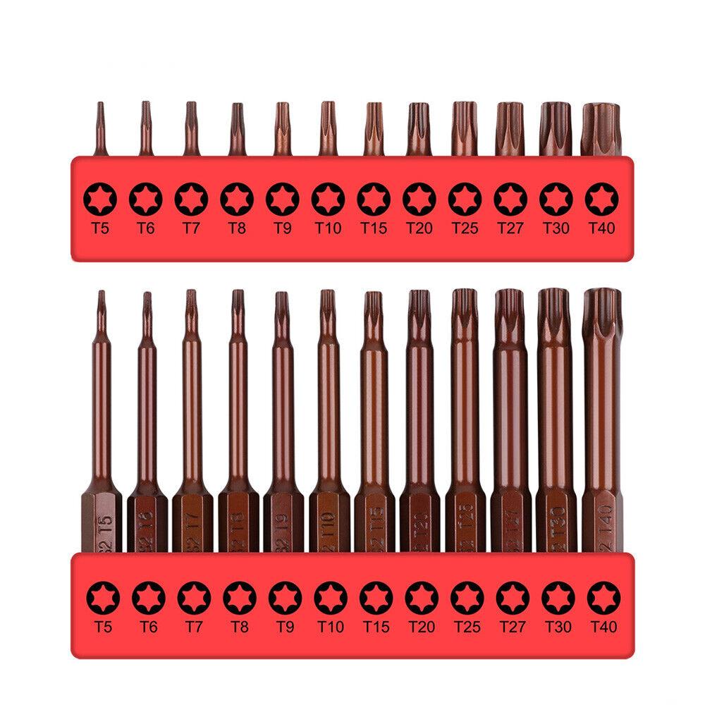 24Pack Torx Bit Star Head Screwdriver Bit Long Security Temper