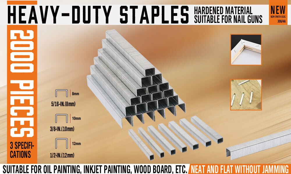 2000Pack Door Shaped Staples Heavy-Duty Nails Staple Gun Stapler Refills