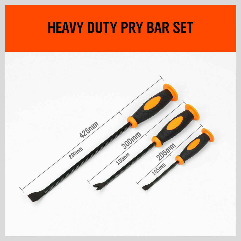 3Pack Impact Pry Bar Crowbars Nail Puller Go-Through Hammer Head