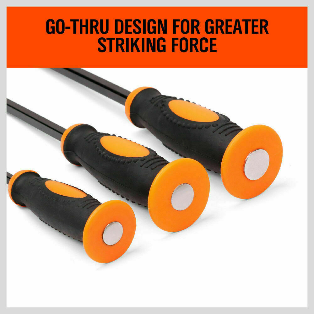 3Pack Impact Pry Bar Crowbars Nail Puller Go-Through Hammer Head