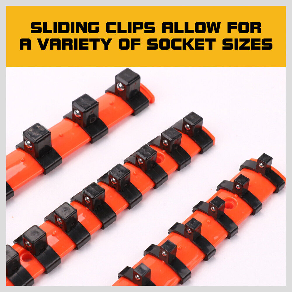 3Pack Mixed Socket Holder Storage Rails 1/2" 3/8" 1/4" Drive