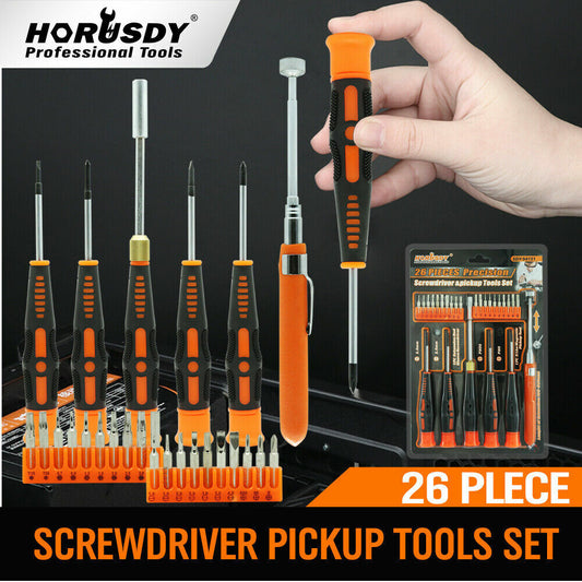 26Pack Precision Screwdriver Magnetic Pickup Hex Torx Philip Flat Bits