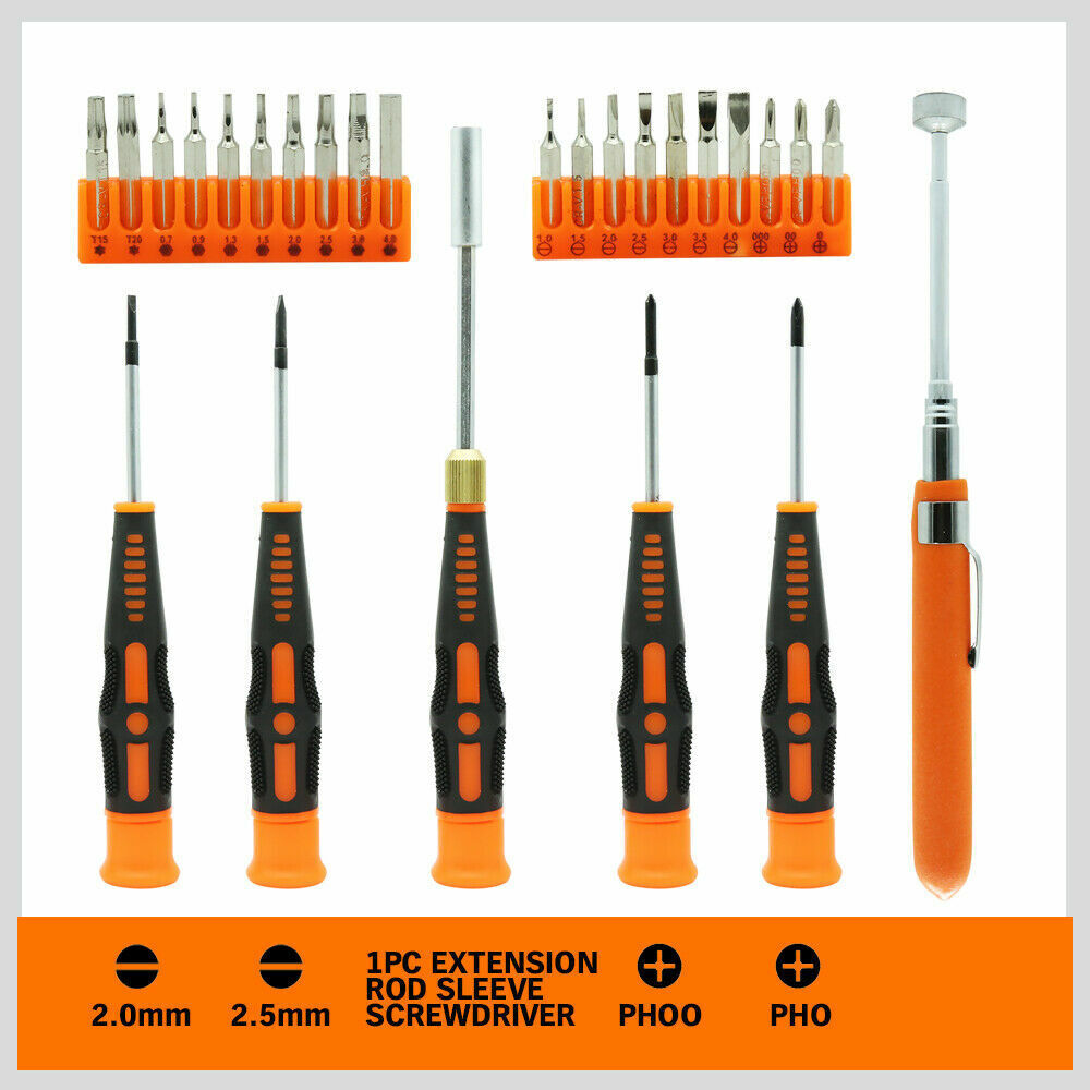 26Pack Precision Screwdriver Magnetic Pickup Hex Torx Philip Flat Bits