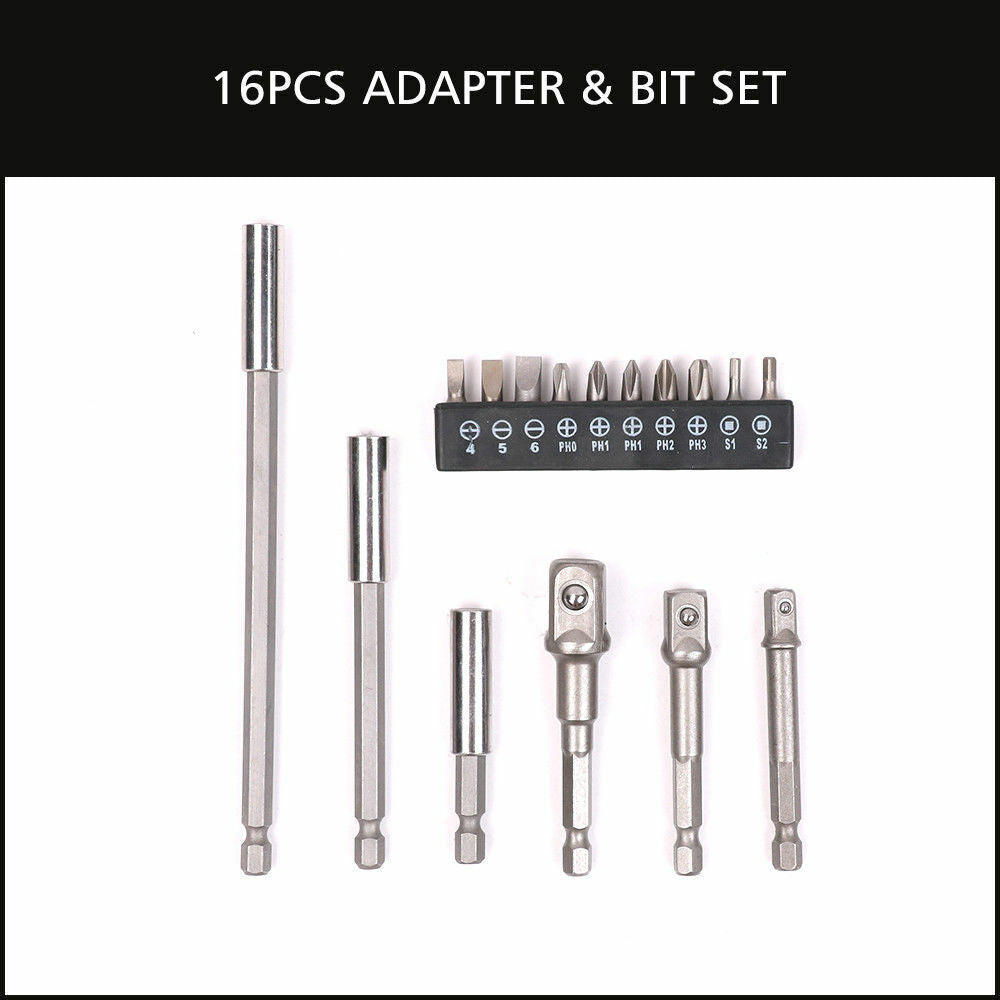 16Pack Socket Bit Adaptor Power Drill Nut Driver Extension Screwdriver