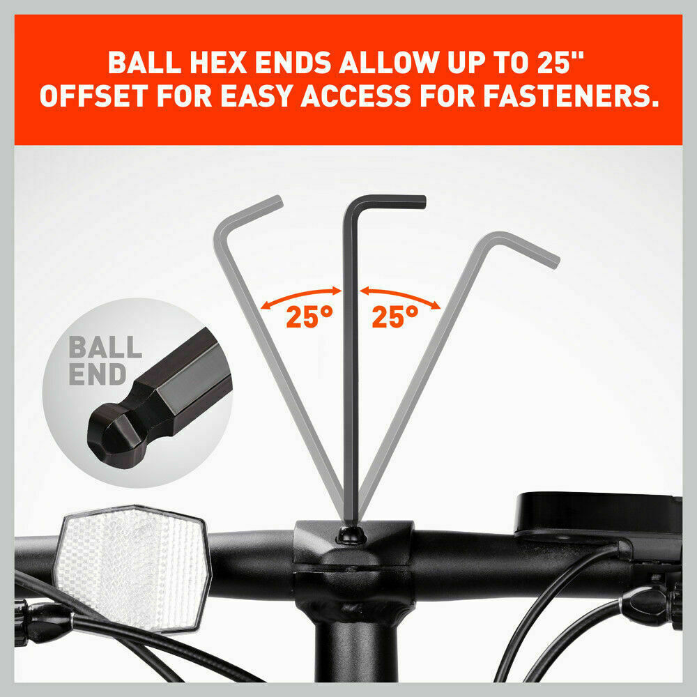 26Pack Allen Wrench Ball End Long Arm Hex Key Metric