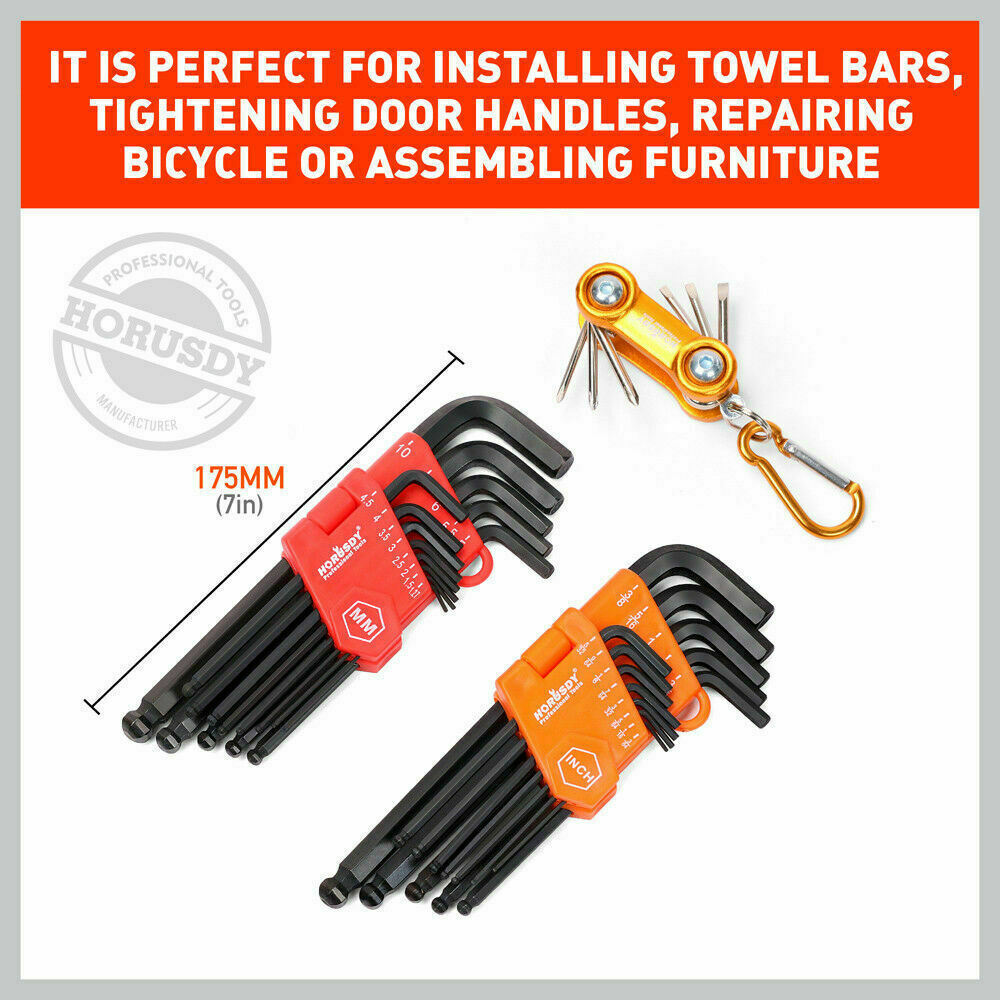26Pack Allen Wrench Ball End Long Arm Hex Key Metric