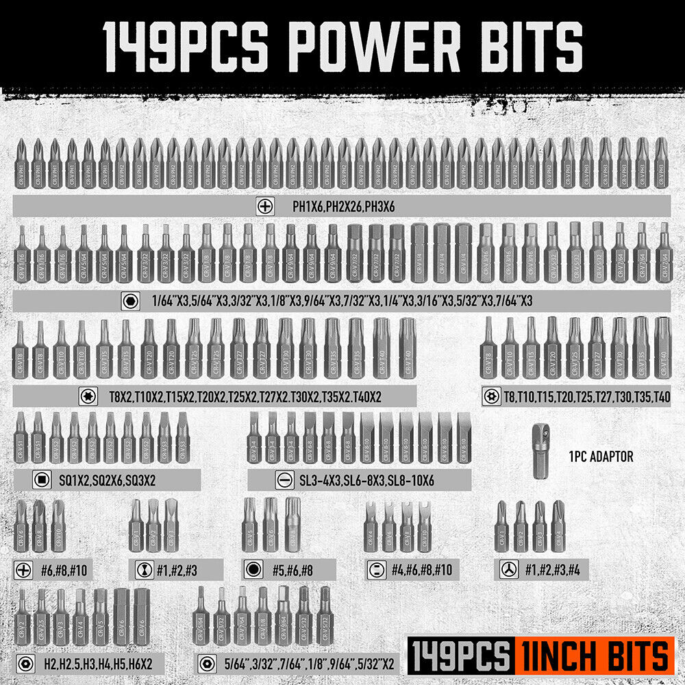219-Piece Combination Security Bit Screw Driver Bit Tamper Proof Torx