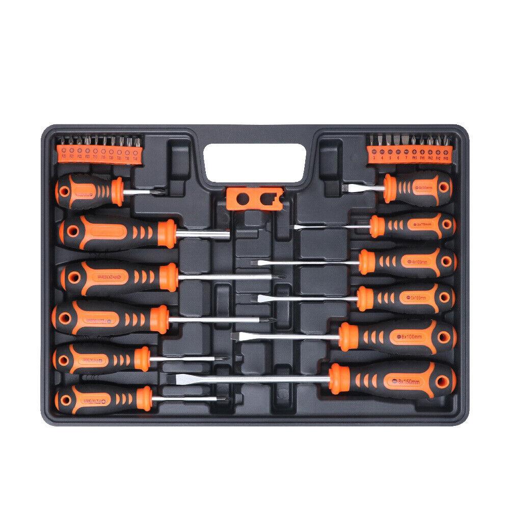 33Pack Magnetic Screwdriver Phillips Slotted Pozidrive Torx Power Bits Holder