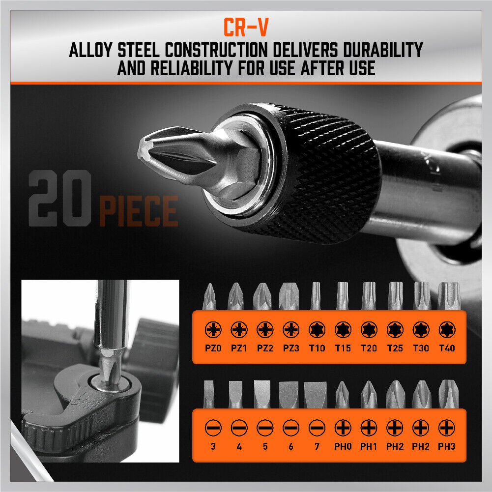 33Pack Magnetic Screwdriver Phillips Slotted Pozidrive Torx Power Bits Holder