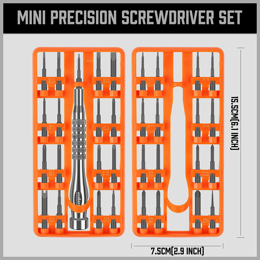 33 PC PRECISION SCREWDRIVER BITS PHILIP FLAT SLOTTED TORx HEx