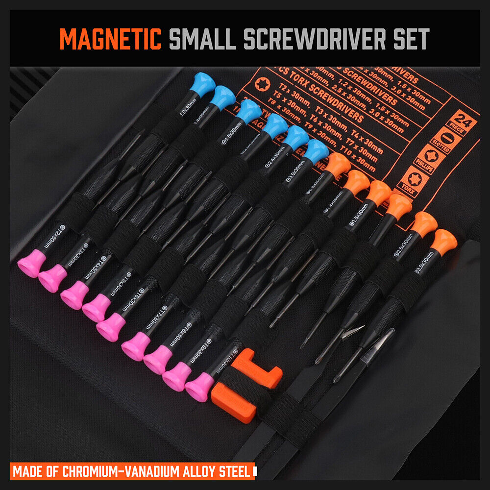24-Piece Magnetic Precision Screwdriver - Small Screwdrivers for Eyeglasses, Phones,