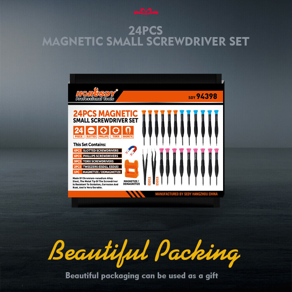 24-Piece Magnetic Precision Screwdriver - Small Screwdrivers for Eyeglasses, Phones,