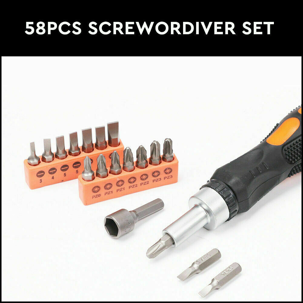 58Pack Ratchet Screwdriver Bits Nut Driver Setter Hex Torx Key