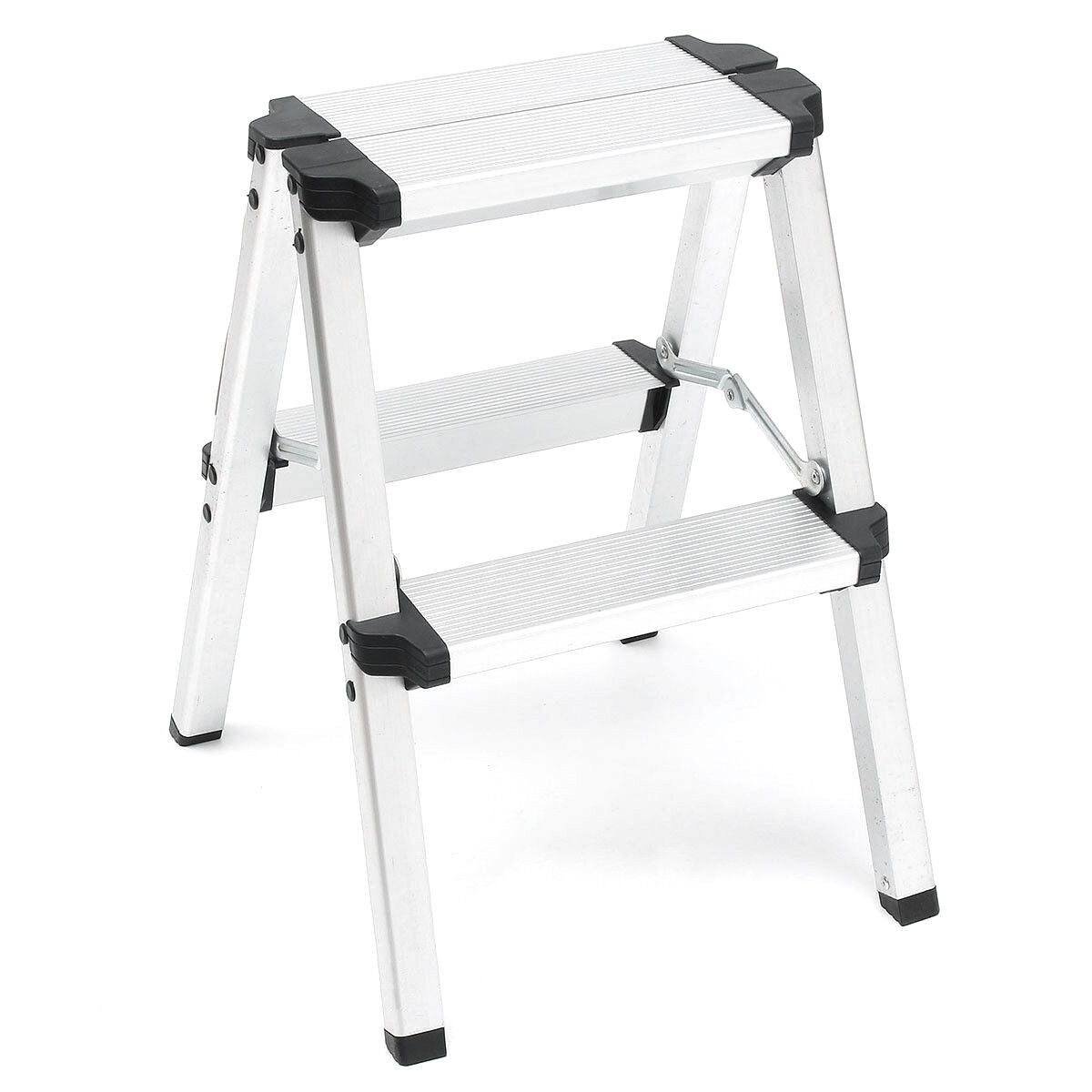 2-Step Portable Folding Ladder, Aluminum Frame Lightweight Home Ladder with