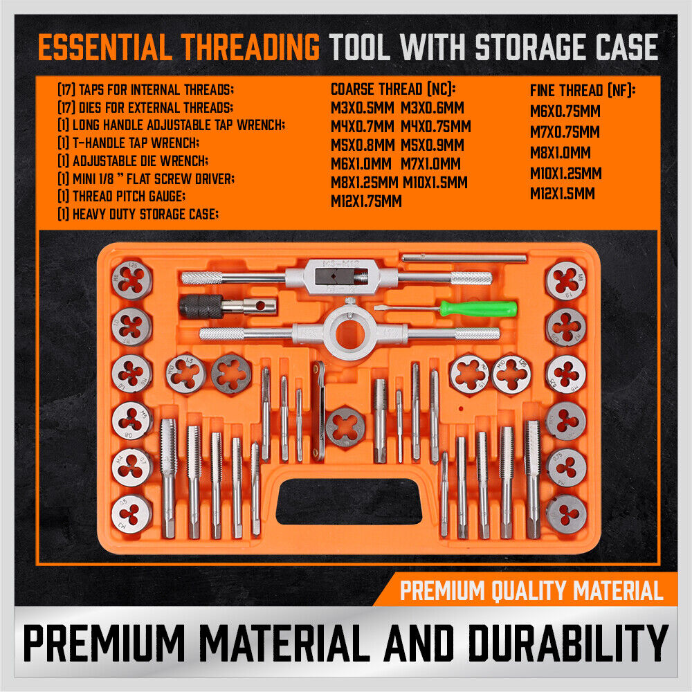 40Pack Tap And Die Metric Szie Screw Screwdriver Thread Drill