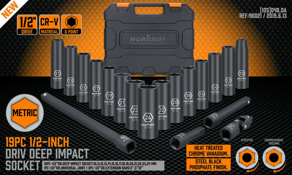 19Pack Deep Socket Impact 1/2" Drive Extension Bars Flexible Adapter