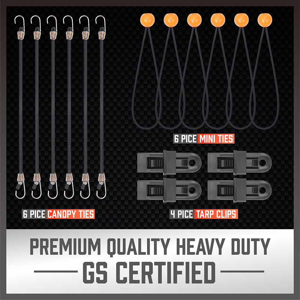 30-Piece Premium Bungee Cord Assortment Includes 10” to 40” Bungee