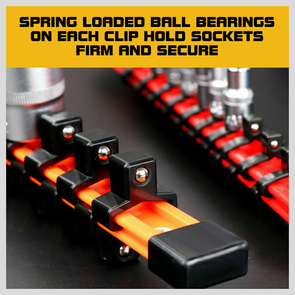 3Pack Double-Side Sockets Holder Tool Organizer Rails WorkShop Rack 1/4"