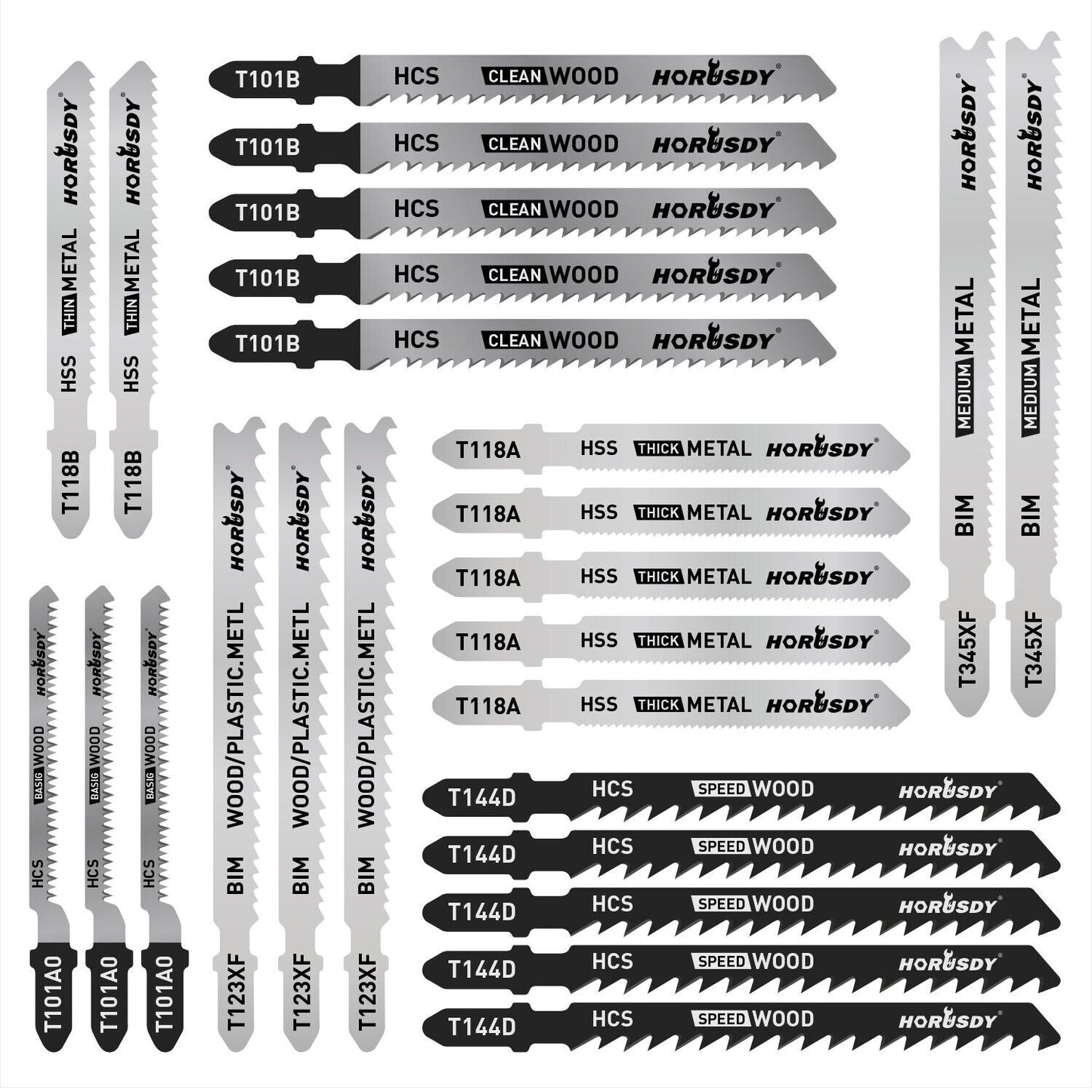 25Pack T-shank Jig Saw Blades For Wood Plastic Metal Sheet