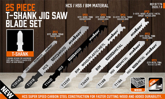 25Pack T-shank Jig Saw Blades For Wood Plastic Metal Sheet