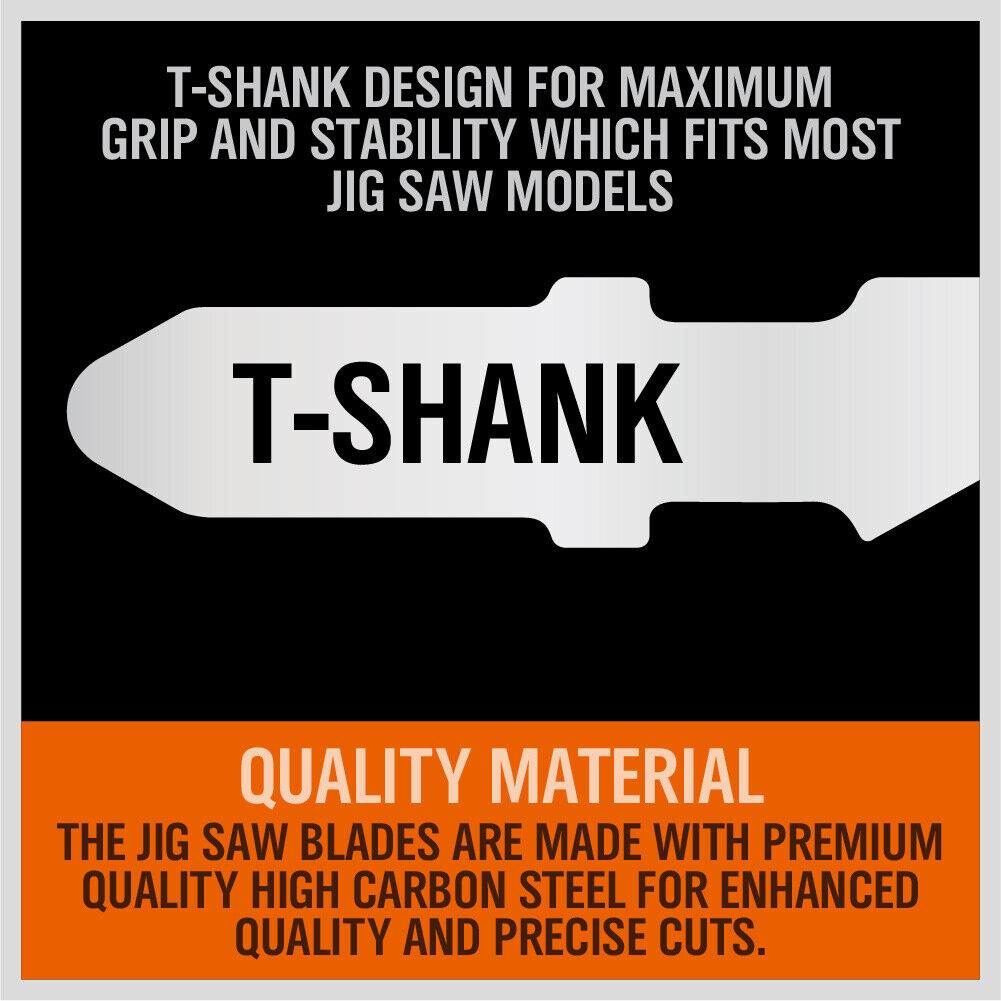 25Pack T-shank Jig Saw Blades For Wood Plastic Metal Sheet