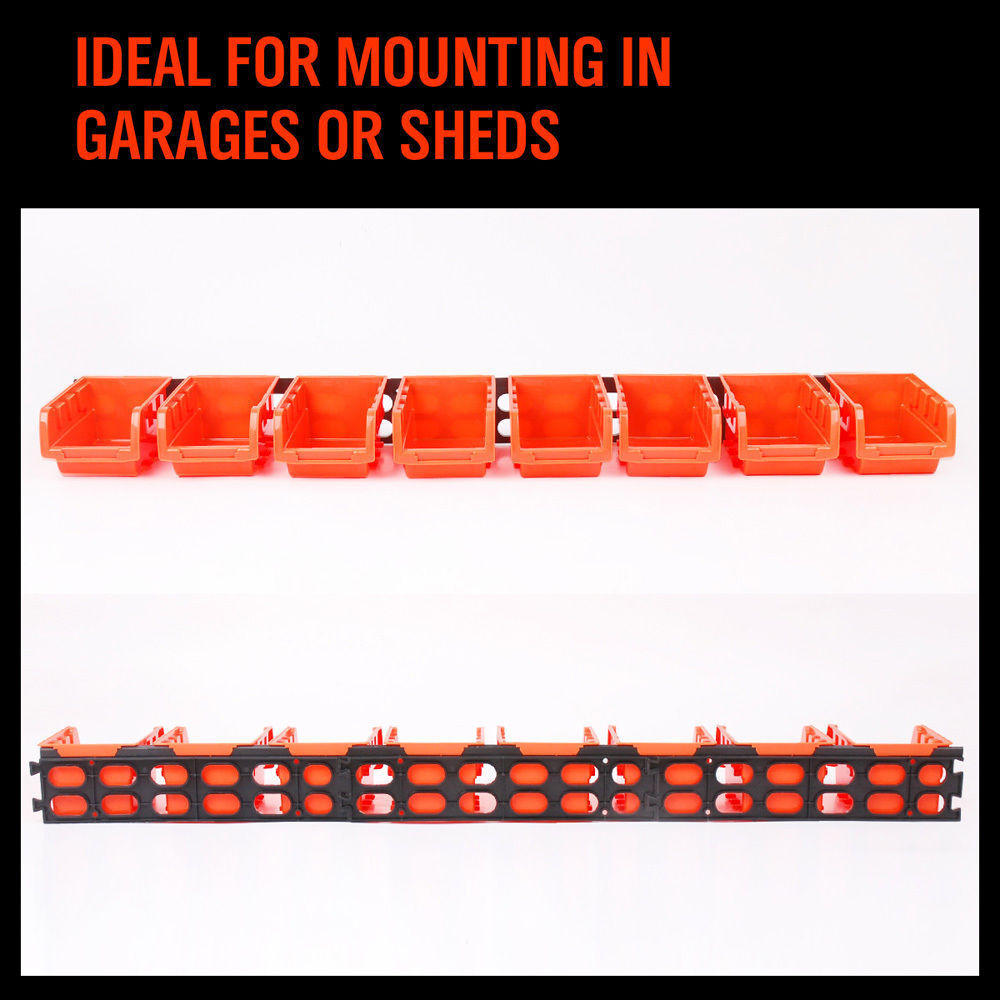 NEW 8 PC Wall Mounted Storage Bins Rack Nuts Bolts