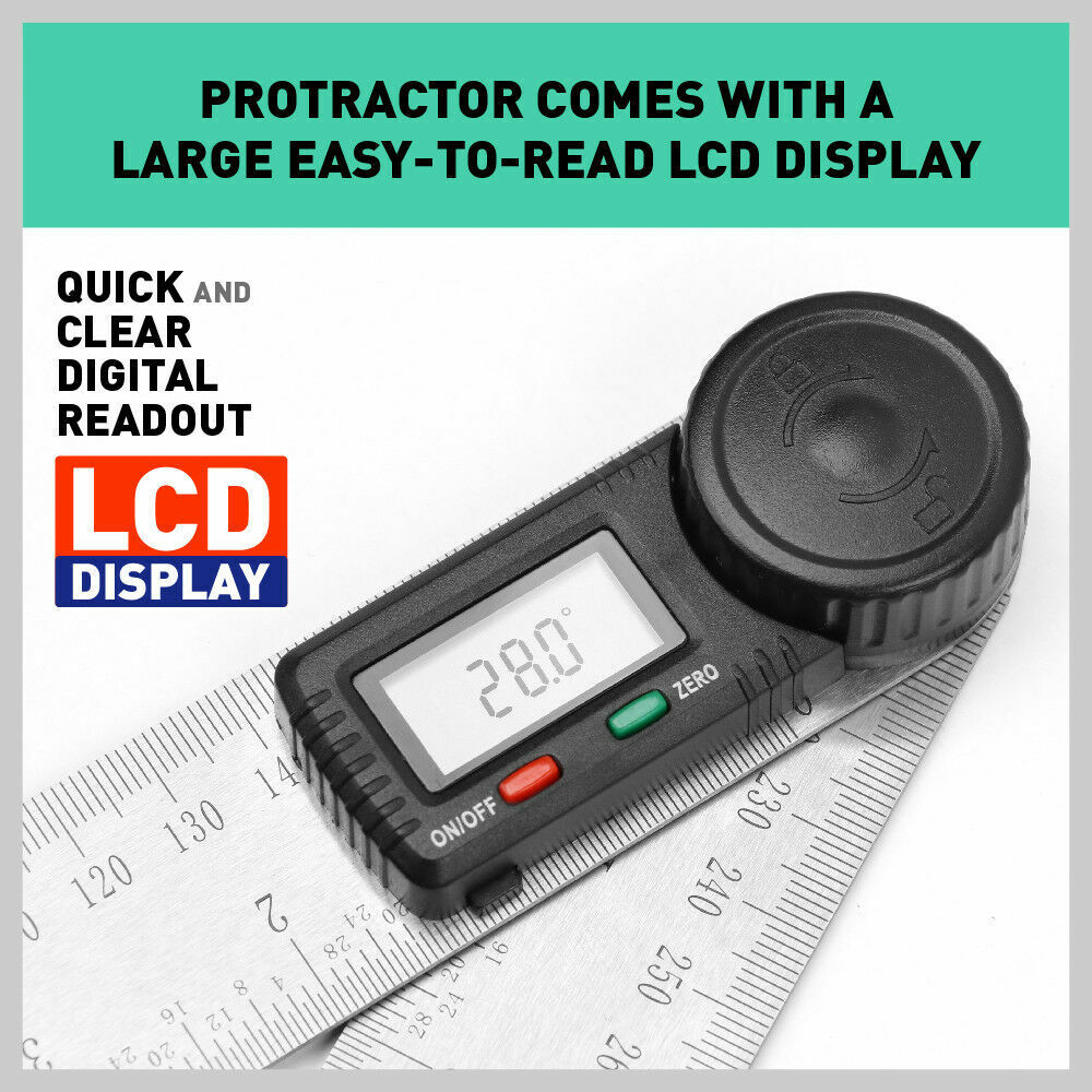 200mm Digital Angle Finder Ruler Protractor Measure Meter Stainless Steel