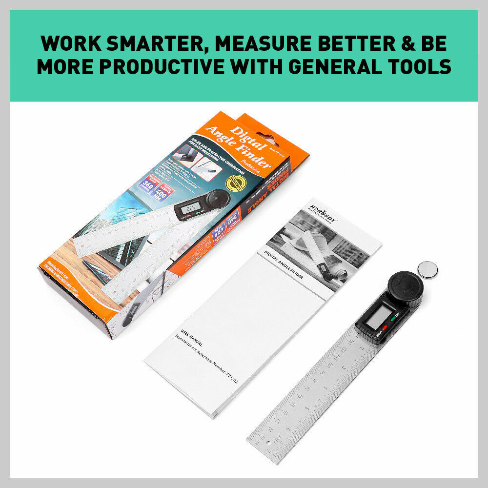 200mm Digital Angle Finder Ruler Protractor Measure Meter Stainless Steel