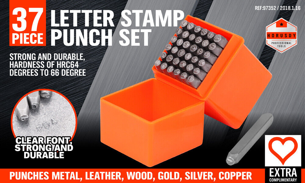 37Packs Letter Number Stamp Punch DIY Hardened Ball Bearing Steel